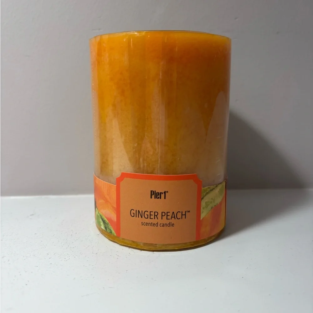 Pier 1 Ginger Peach Candle 3x4 New Sealed